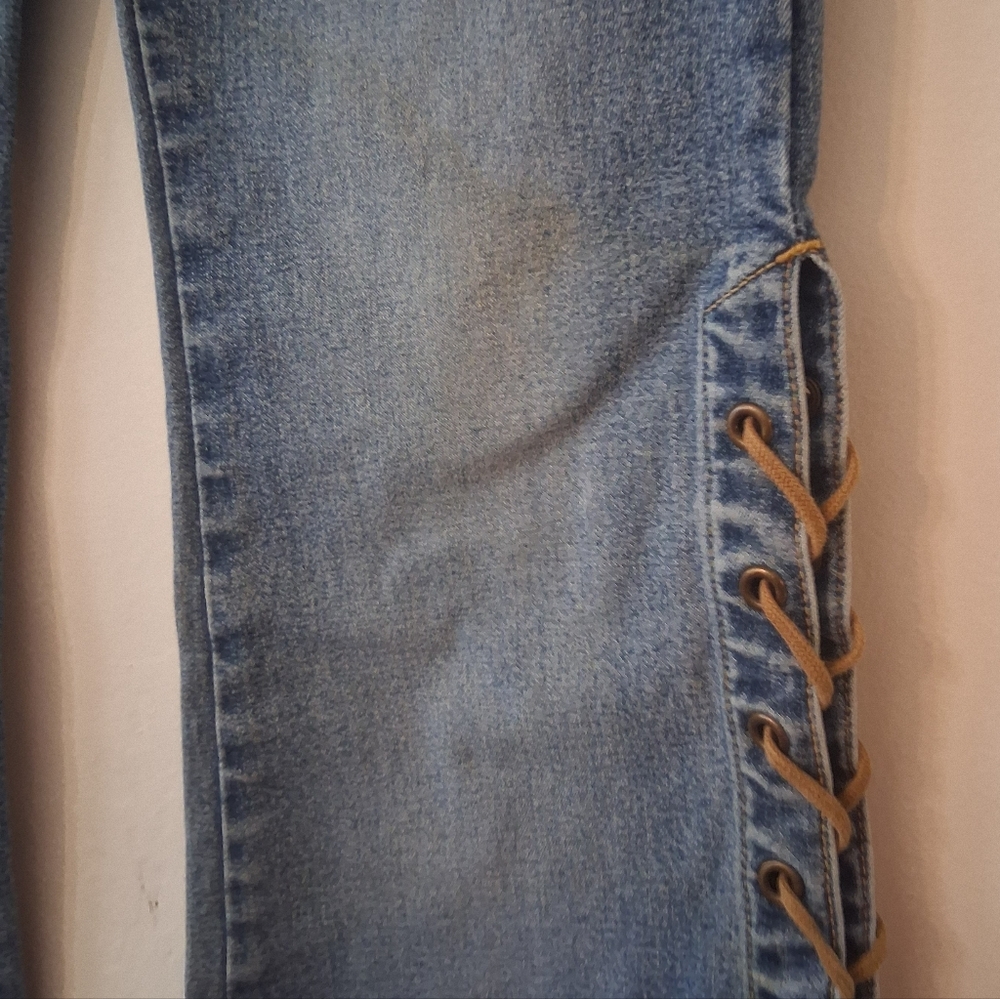 Rare Mudd Denim Lace-Up Wide Leg Jeans - Picture 3 of 11
